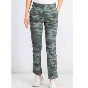 Gap Girlfriend Chino Olive Green Camouflage High Rise Straight Leg Ankle Pants 0